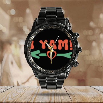 Discover Groovy My Sweet Potato I Yam Couple's Matching Calendar Steel Band Watch