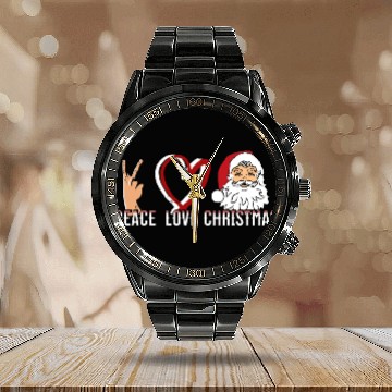 Discover Peace Love Christmas Calendar Steel Band Watch