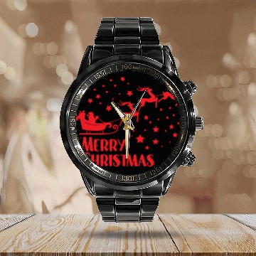 Discover Merry Christmas reindeer Calendar Steel Band Watch