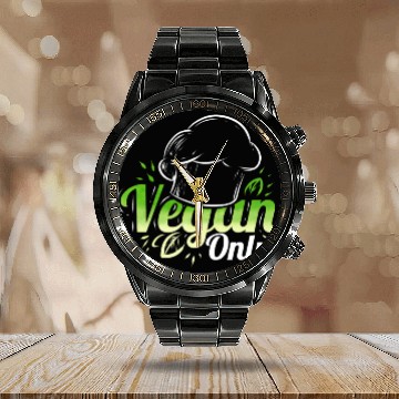 Discover Chefs Hat Cooking Only Veggies For Vegetarian And Calendar Steel Band Watch