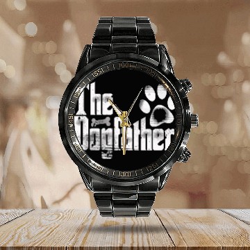 Discover The Dogfather Bone Dog Lover Dad Funny Father'S Da Calendar Steel Band Watch
