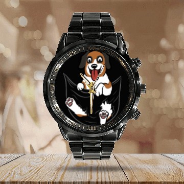 Discover Saint Bernard Pocket Graphic Calendar Steel Band Watch