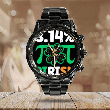 Discover 3.14% PIrish Funny St. Patricks Math Geek Pi Day Calendar Steel Band Watch