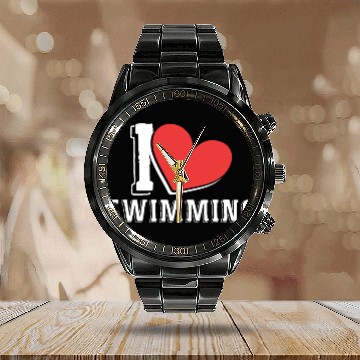 Discover I Love Swimming Swimmer Swim Calendar Steel Band Watch