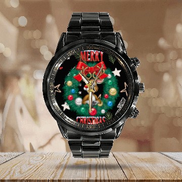 Discover Christmas reindeer Calendar Steel Band Watch