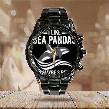 Discover Funny Orca Whale Sea Panda and Maybe 3 People Calendar Steel Band Watch