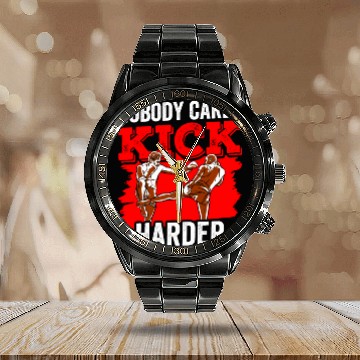 Discover Nobody Cares Kick Harder Motivation Sayings Cute Calendar Steel Band Watch