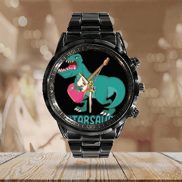 Discover Guitarsaurus - Guitarist Bass Guitar Player Calendar Steel Band Watch
