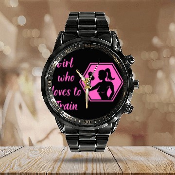 Discover GYM Girl who loves to train Calendar Steel Band Watch