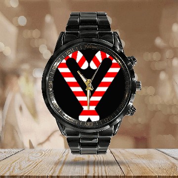 Discover Candy Canes Heart Hearts Christmas Winter Calendar Steel Band Watch