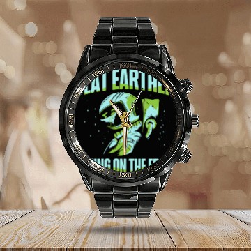 Discover Flat Earther Living On The Edge Flat Earth Society Calendar Steel Band Watch