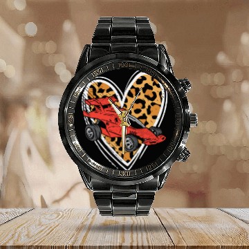 Discover RC Car Racing Love Remote Control Leopard Heart Gi Calendar Steel Band Watch