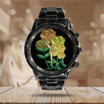 Discover flowers bouquet symbol nature yellow Calendar Steel Band Watch