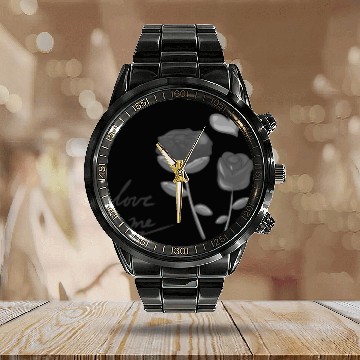 Discover two flowers nature plant flower grey Calendar Steel Band Watch