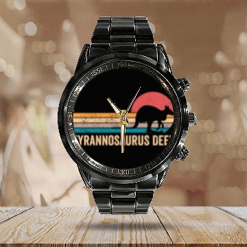 Discover Funny Kangaroo Tyrannosaurus Deer Retro Calendar Steel Band Watch