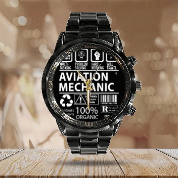 Discover Aviation Mechanic Calendar Steel Band Watch - Multitasking Job Gift