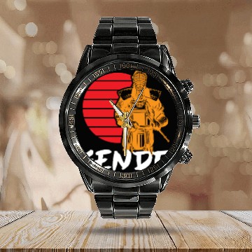 Discover kendo japan samurai karate kenjutsu martial arts Calendar Steel Band Watch