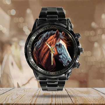 Discover Horse Head Calendar Steel Band Watch