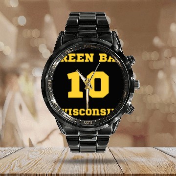Discover GREEN BAY WISCONSIN vintage distressed football Calendar Steel Band Watch
