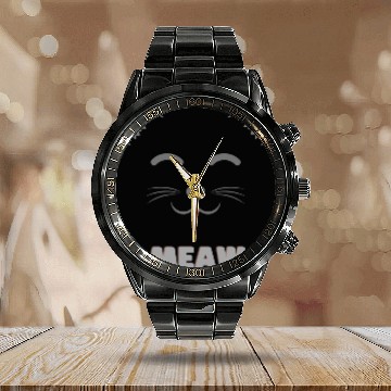 Discover Illustration Cat Cute Face Calendar Steel Band Watch 3