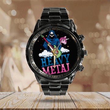 Discover Grim Bone Unicorn Rainbow Metal Music Heavy Rock Calendar Steel Band Watch