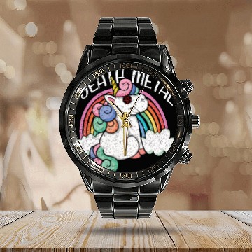 Discover Rainbow Unicorn Satan Love Metal Music Heavy Rock Calendar Steel Band Watch