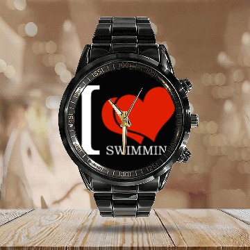 Discover I Love Swimming Swimmer Swim Calendar Steel Band Watch