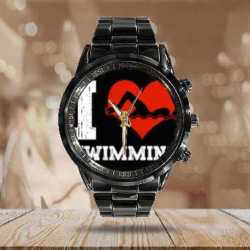 Discover I Love Swimming Swimmer Swim Calendar Steel Band Watch