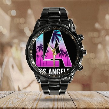 Discover Los Angeles LA California Gift Calendar Steel Band Watch