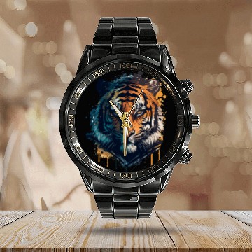 Discover Tiger for Animal Lovers Calendar Steel Band Watch