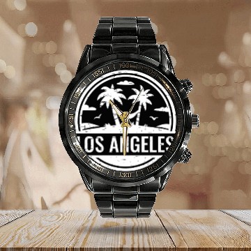 Discover Los Angeles LA California Gift Calendar Steel Band Watch
