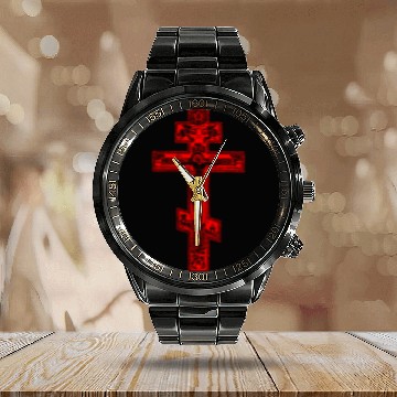 Discover Russian Orthodox Three Bar Cross Classic Calendar Steel Band Watch
