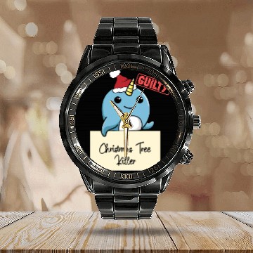 Discover Narwhal christmas funny prison Calendar Steel Band Watch