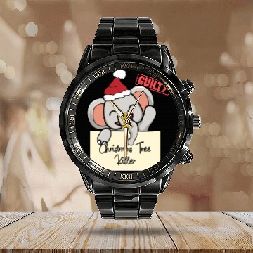 Discover Elephant christmas funny prison Calendar Steel Band Watch