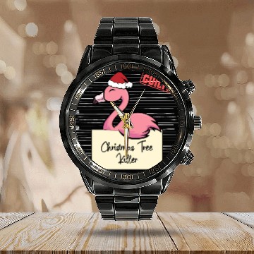 Discover Flamingo christmas funny prison Calendar Steel Band Watch