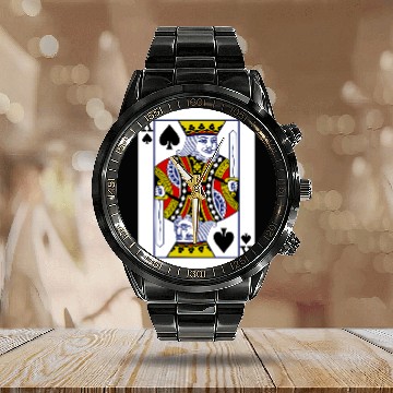 Discover King Of Spades Playing Card Calendar Steel Band Watch