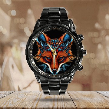 Discover Tribal Fox Calendar Steel Band Watch