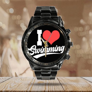 Discover I Love Swimming Swimmer Swim Calendar Steel Band Watch