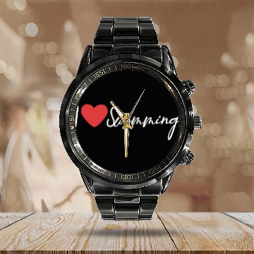 Discover I Love Swimming Swimmer Swim Calendar Steel Band Watch