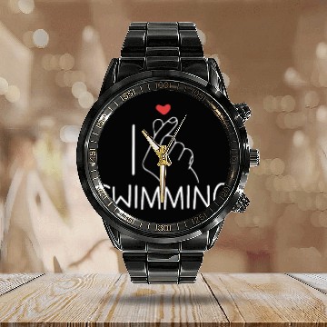 Discover I Love Swimming Swimmer Swim Calendar Steel Band Watch