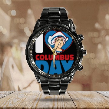 Discover Columbus Day 1492 Calendar Steel Band Watch