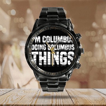 Discover Columbus Day 1492 Calendar Steel Band Watch