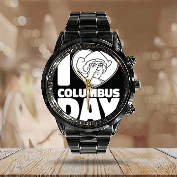 Discover Columbus Day 1492 Calendar Steel Band Watch