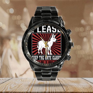 Discover Donkey Please Keep The Gate Closed Pet Farm Animal Calendar Steel Band Watch