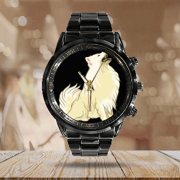 Discover Samoyed Cute White Dog Owners Pet Lover Gift Ideas Calendar Steel Band Watch