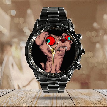 Discover Scary Big Eyes Dog Owners Pet Lover Gift Ideas Calendar Steel Band Watch