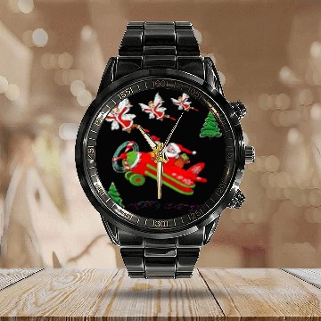 Discover HAPPY MERRY CHRISTMAS Calendar Steel Band Watch