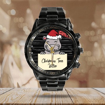 Discover Hippo christmas funny prison Calendar Steel Band Watch