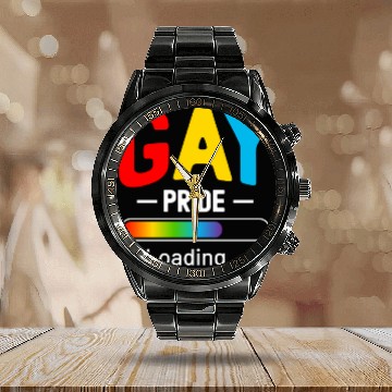 Discover Gay Pride Loading LGBT Design Calendar Steel Band Watch