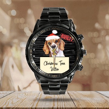 Discover Beagle christmas funny prison Calendar Steel Band Watch